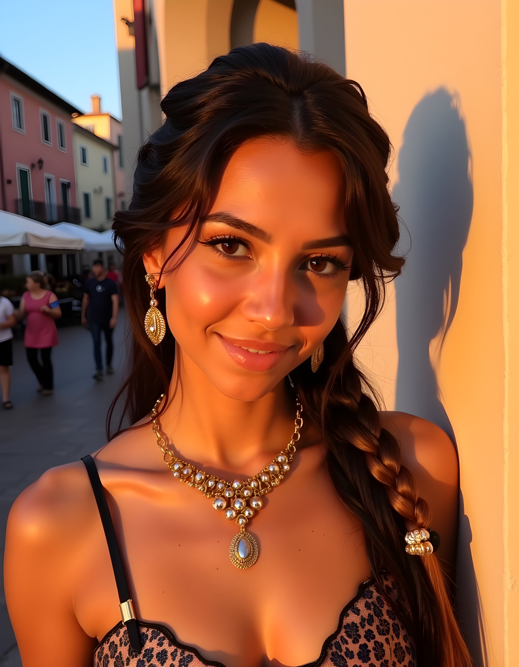 In a vibrant,  sun-kissed Italian piazza during the twilight hour,  Parky by JuiiceBox on Tensor.Art