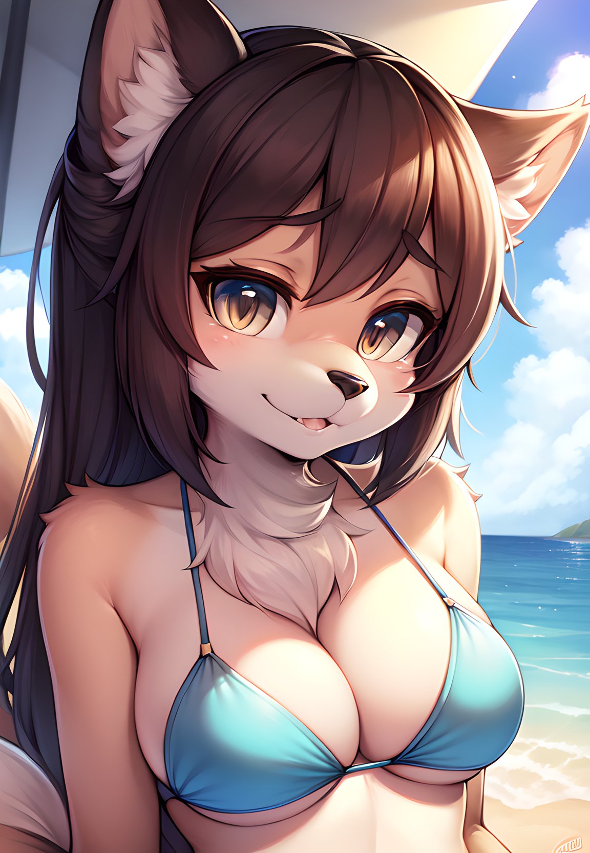 (furry:1.4), focus on face, bikini