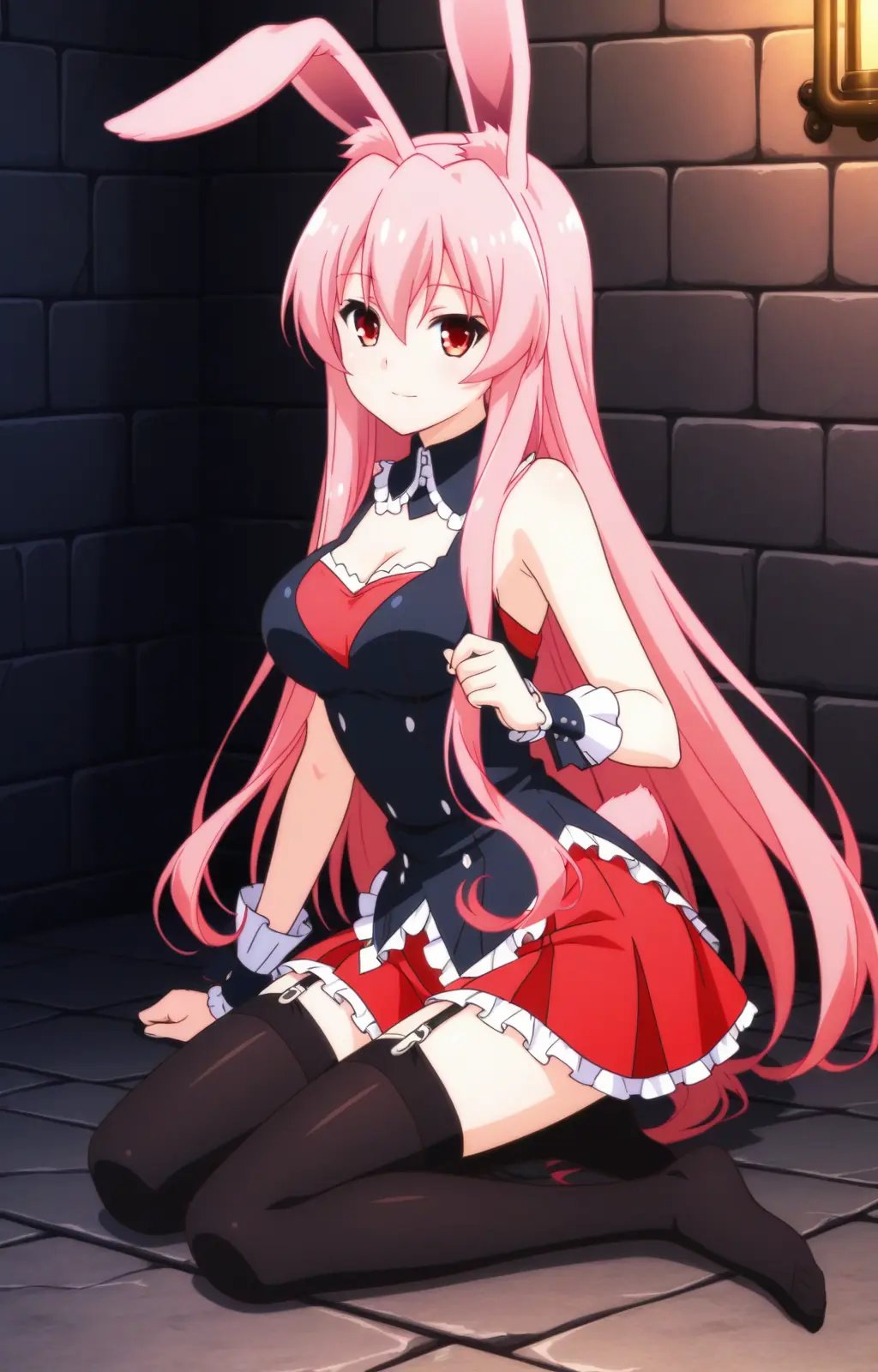 pc-kurousagi,  red eyes,  long hair by reprinter on Tensor.Art