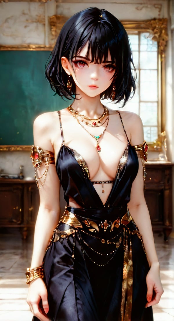 sexy-black-dress,  black hair,  bracelet by miaomiao on Tensor.Art