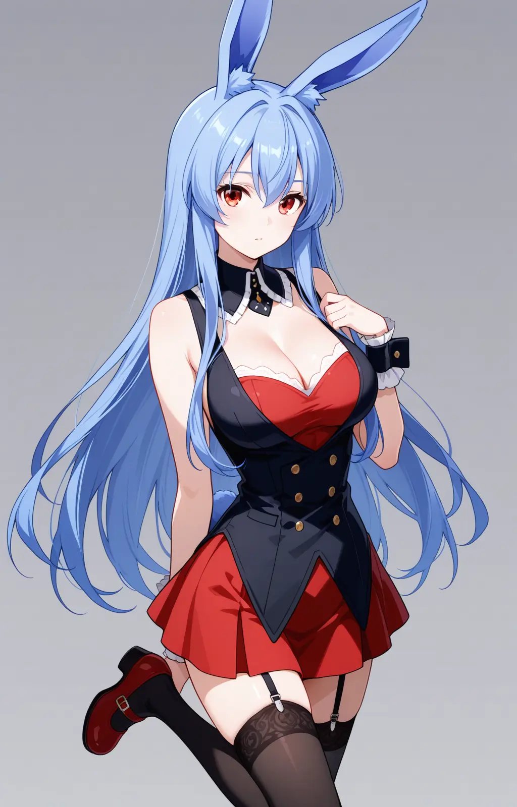 pc-kurousagi,  red eyes,  long hair by reprinter on Tensor.Art