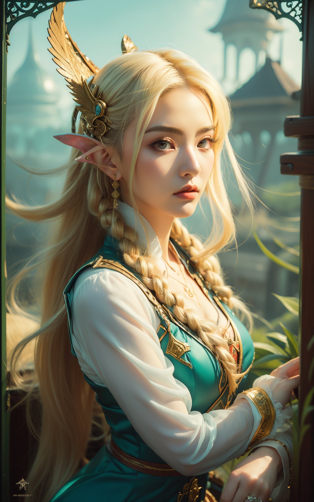 (masterpiece, top quality, best quality, official art, beautiful and aesthetic:1.2) ,cover art,illustration minimalism, Legend of Zelda style Loathsome Fashionable "Jirina Kudro", vibrant, fantasy, detailed, epic, heroic, reminiscent of The Legend of Zelda series