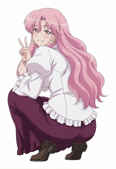 BREAK cattleya yvette la baume le blanc de la fontaine,  pink eyes,  pink hair by RichardxD on Tensor.Art
