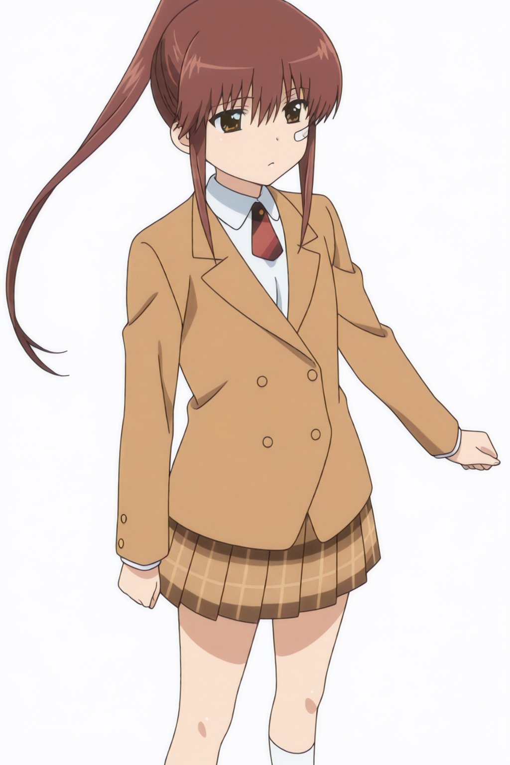 Riko Suminoe,  bandaid on face,  buttons by reprinter on Tensor.Art