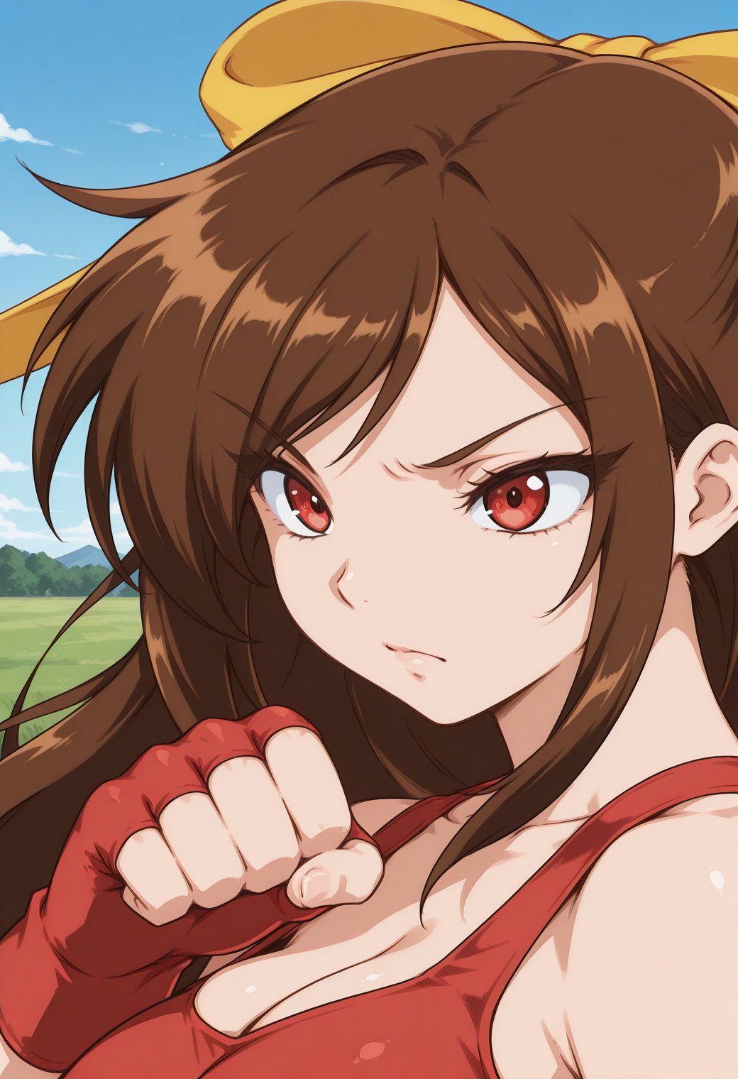 fight'nrage_gal,  red eyes,  brown hair by BassVelvet2j378 on Tensor.Art