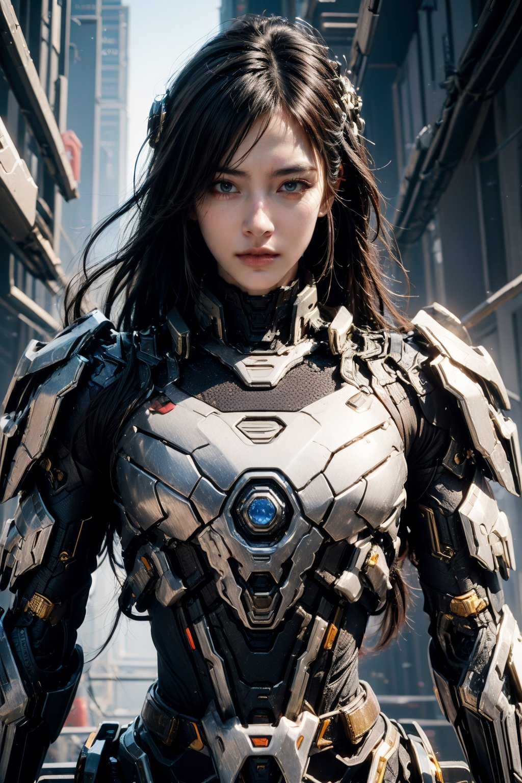 1girl,long hair,solo,armor,cyberpunk,upper body,