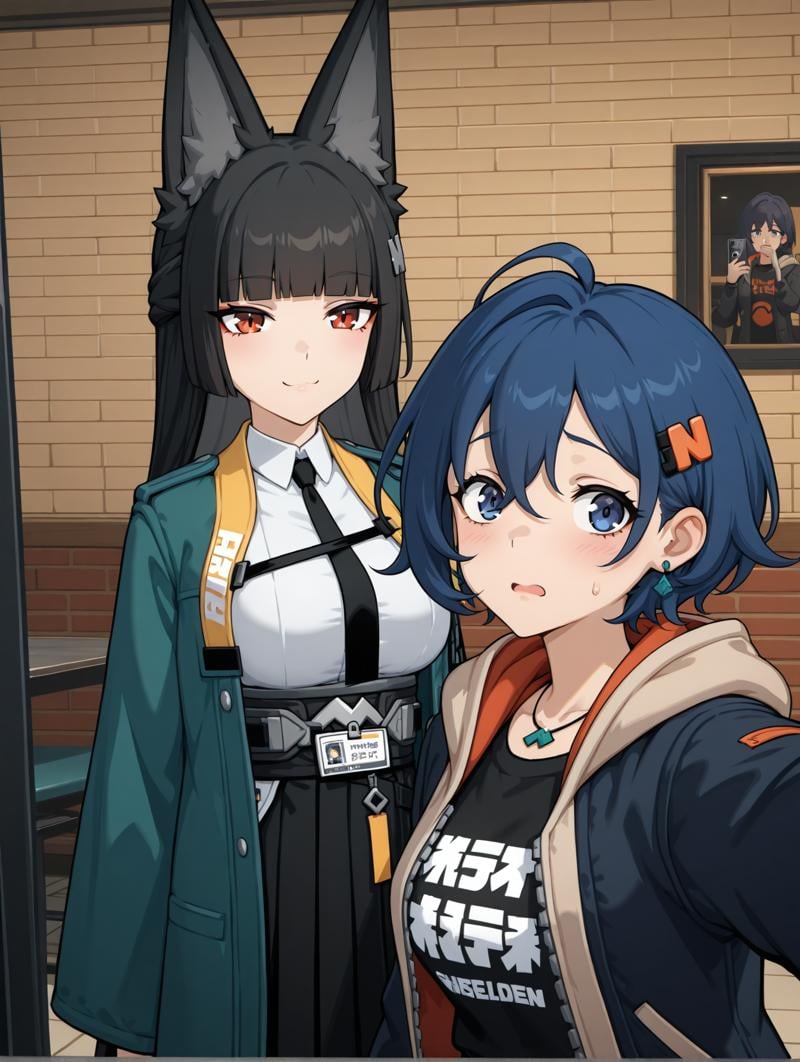 2girls,  selfie,  cafe by Ttan on Tensor.Art