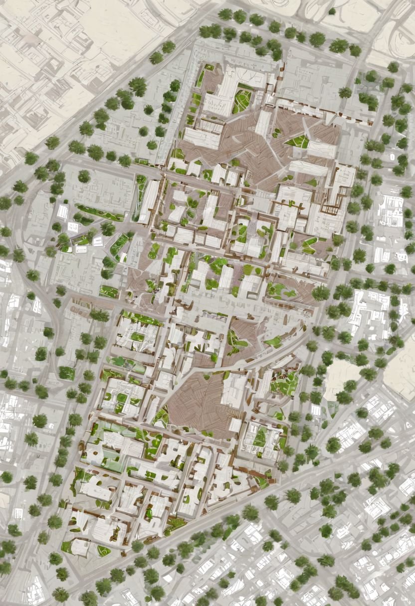 area|path|landmark|landscape|square|edge|axis_site plan:1.5,  Geometric patterns,  Dark brown and green color by HHM on Te...