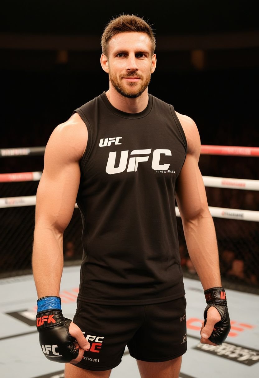 homoerotic photo of Lionel Messi a man,  UFC fighting ring,  cocky expression by HottiesnHotties on Tensor.Art