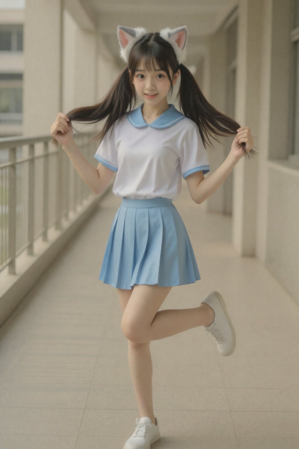 一位年轻的东亚女性,  看起来大约十几岁,  站在画面中央 by 天TIN on Tensor.Art