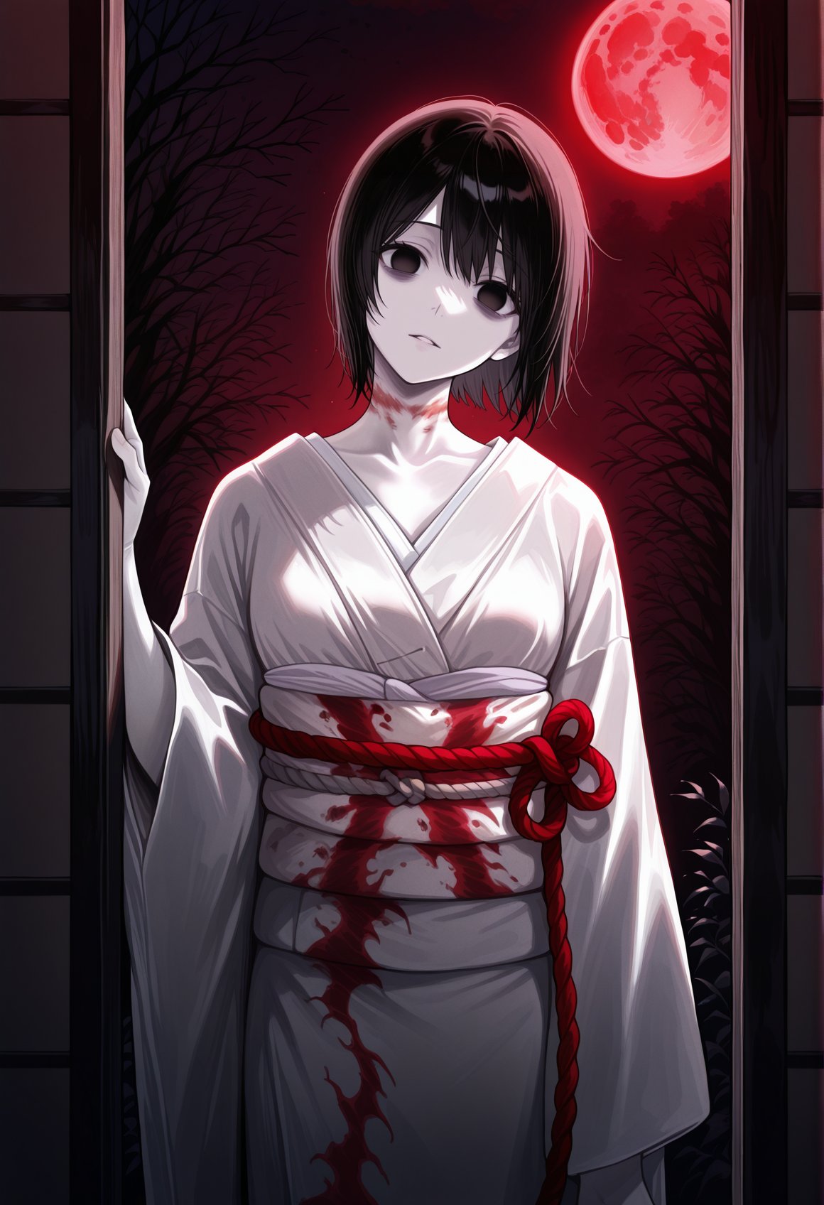 horror \(theme\),  night,  red moon by GleamingBlue on Tensor.Art
