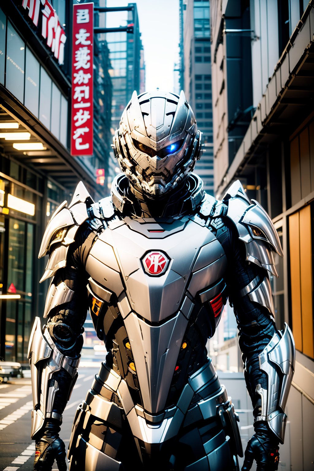 white armor,  outdoors,  future street by 天TIN on Tensor.Art