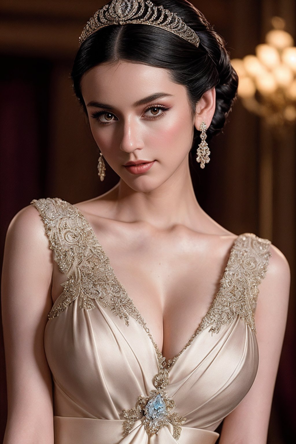 ArabellaSG_SoloTI_v1,  (In an elegant,  sophisticated outfit featuring a tailored by Solo on Tensor.Art