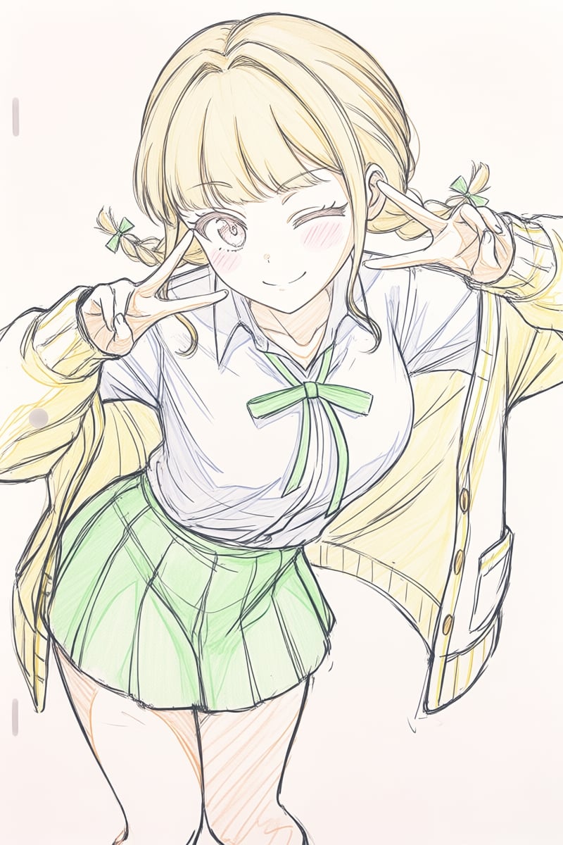 @ppst,  The lines of the drawing are loose and sketchy. The image is a drawing of a young girl with long blonde hair style...