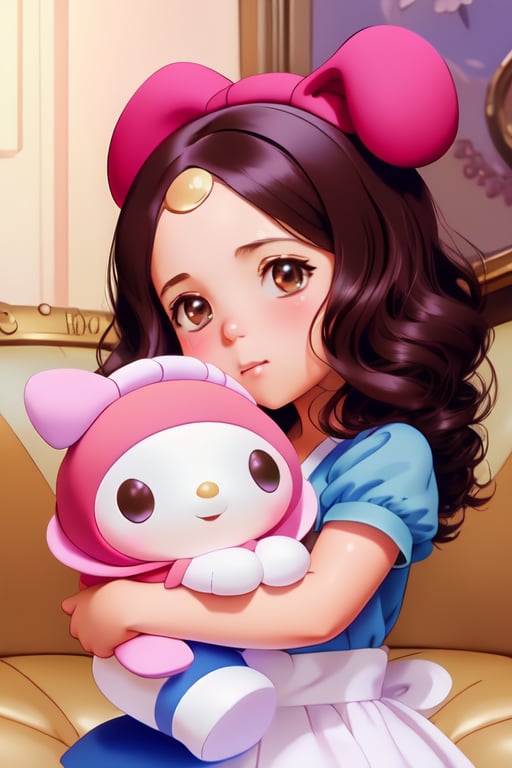 portrait of a girl holding a plush toy of mymelody,  digital painting,  artstation by ArtyEmolga (OLD) on Tensor.Art