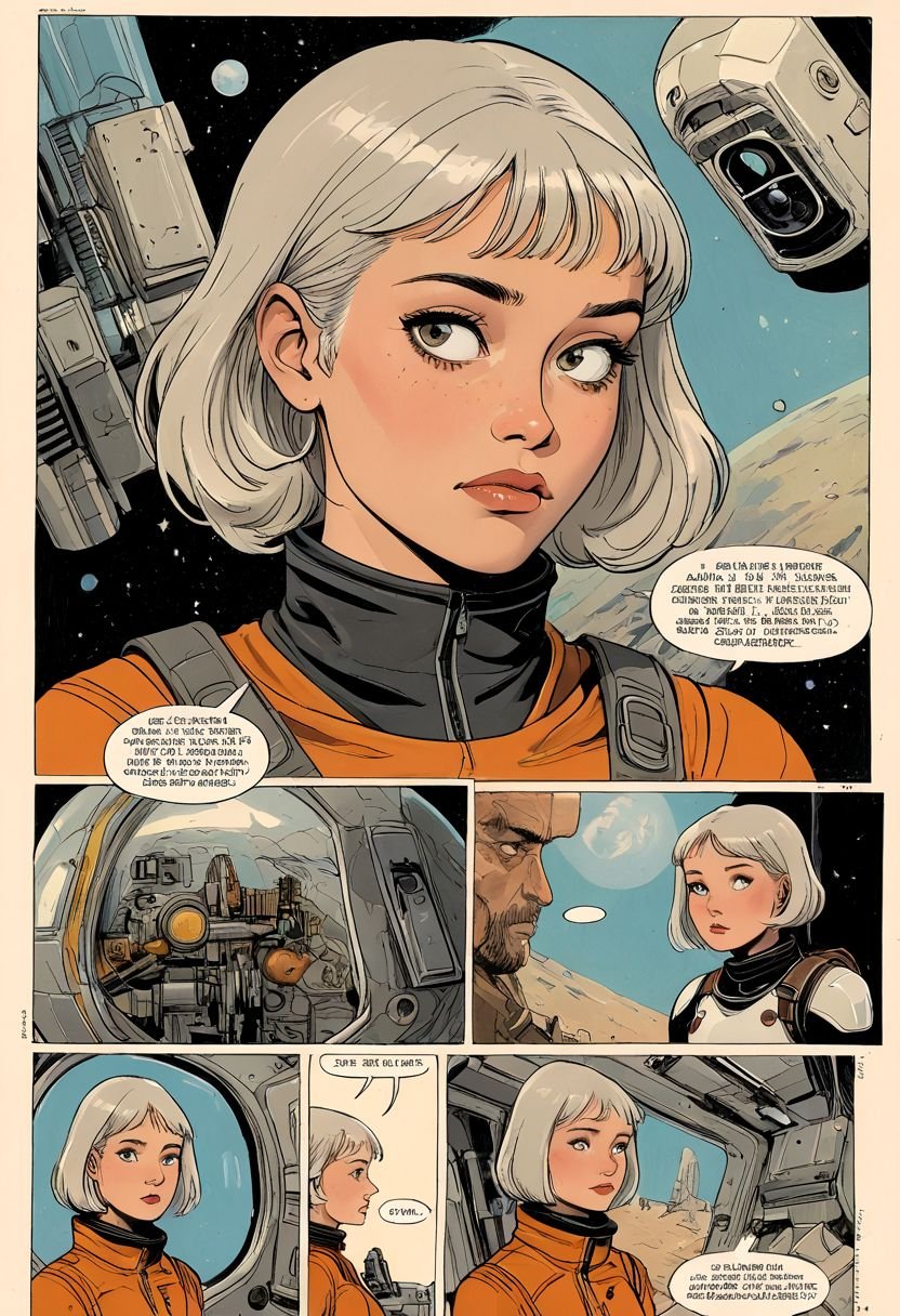 european graphic novel page,  collage,  woman by inknoir on Tensor.Art