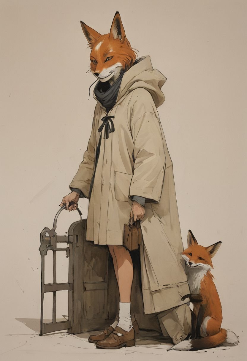 the gate keeper,  luxury fox,  granny woman by ashley wood by inknoir on Tensor.Art