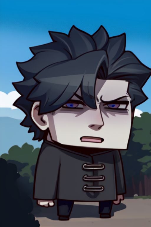 1boy,  disgusted,  dark blue hair by yy on Tensor.Art