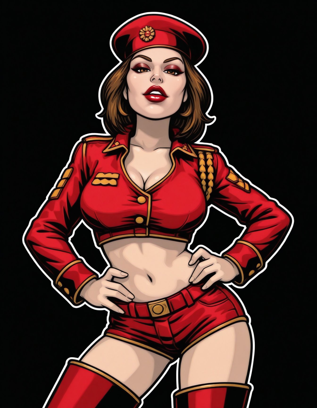 hatching \(texture\),  military uniform,  cleavage by MammothMk2 on Tensor.Art