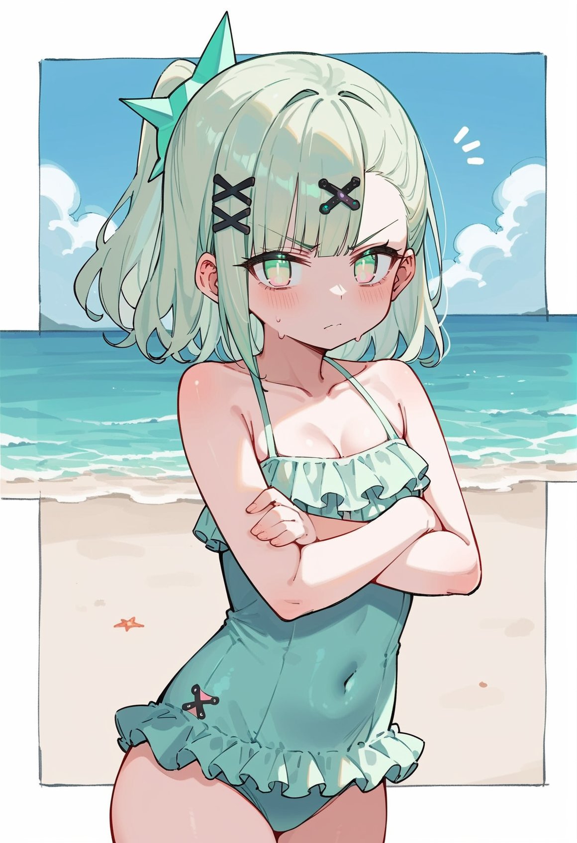1girl,  green hair,  medium hair by user_735282200731431107 on Tensor.Art