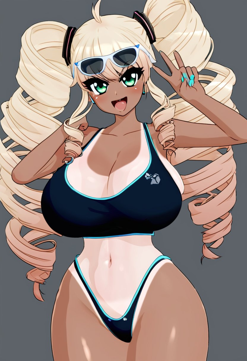 huge breasts,  wide hips,  one-piece_tan by user_751147152792846935 on Tensor.Art