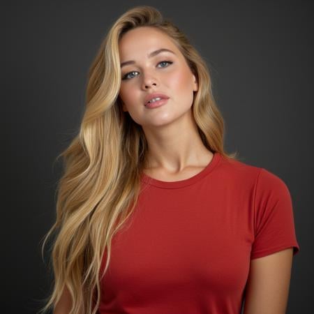 headshot photo of Jennifer, long blond hair,  seductive expression, 4k kodak quality, ((masterpiece)), natural makeup, conservatively dressed for studio photo shoot,