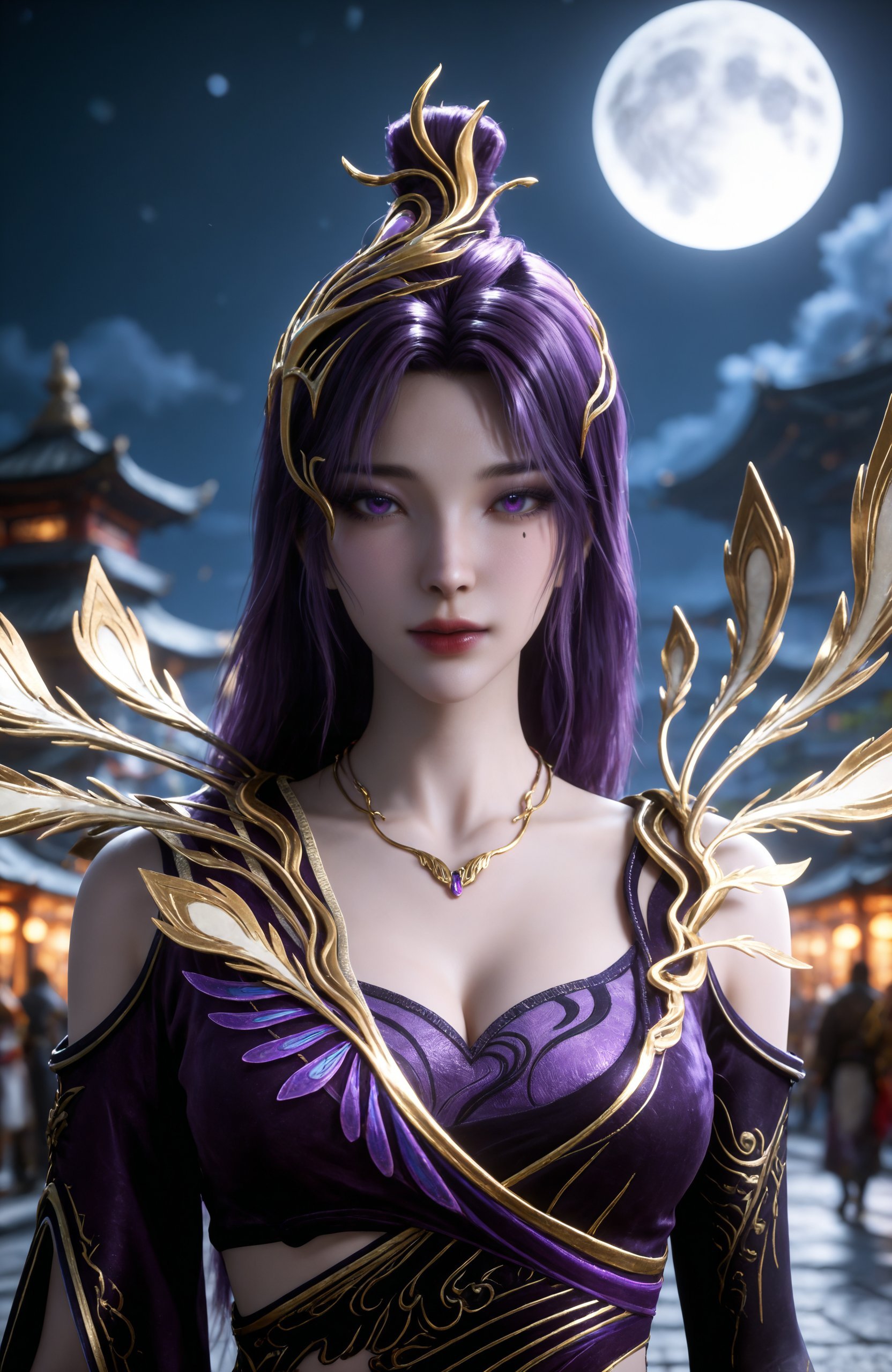 1girl,  purple hair,  hair ornament by 天海TianHai on Tensor.Art