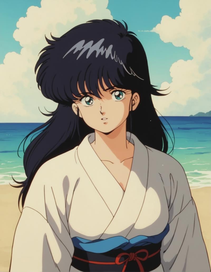 score_9, score_8_up, score_7_up,score_6_up,high resolution,digital art,mdk,1girl,solo,retro,black hair,long hair,kimono,sunny,at beach,looking at viewer,volumetric lighting,depth of field,upper body,front view,dynamic pose