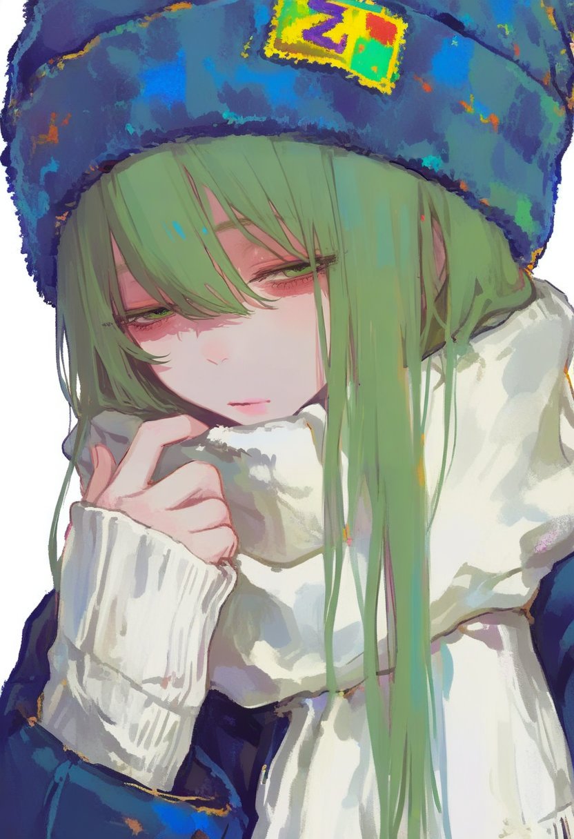solo,  white scarf,  long hair by silvermoong on Tensor.Art