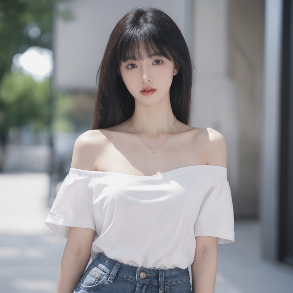 1girl,  arms_behind_back,  bare_shoulders by pass写实 on Tensor.Art
