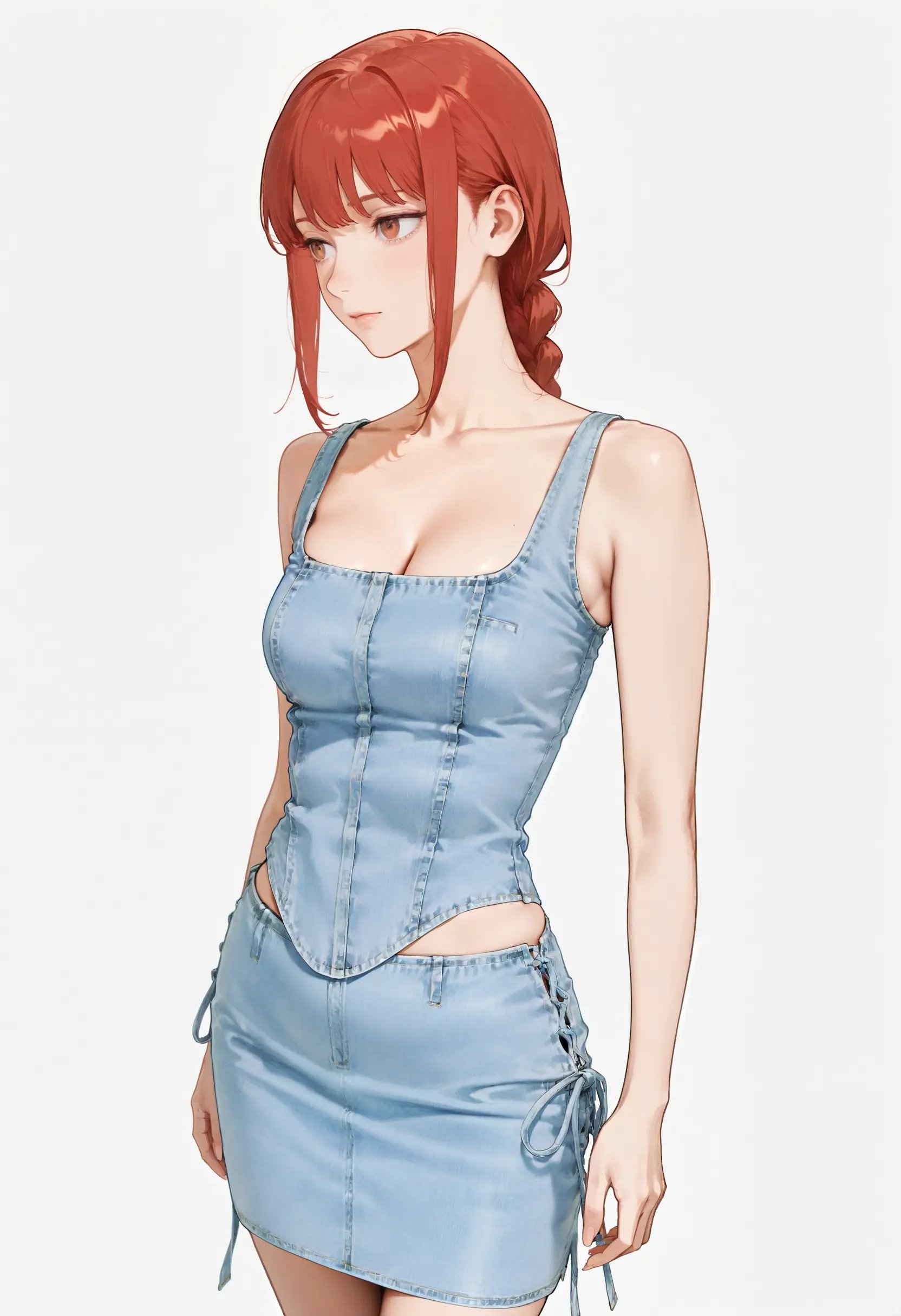 1girl,  solo,  denim skirt by reprinter on Tensor.Art