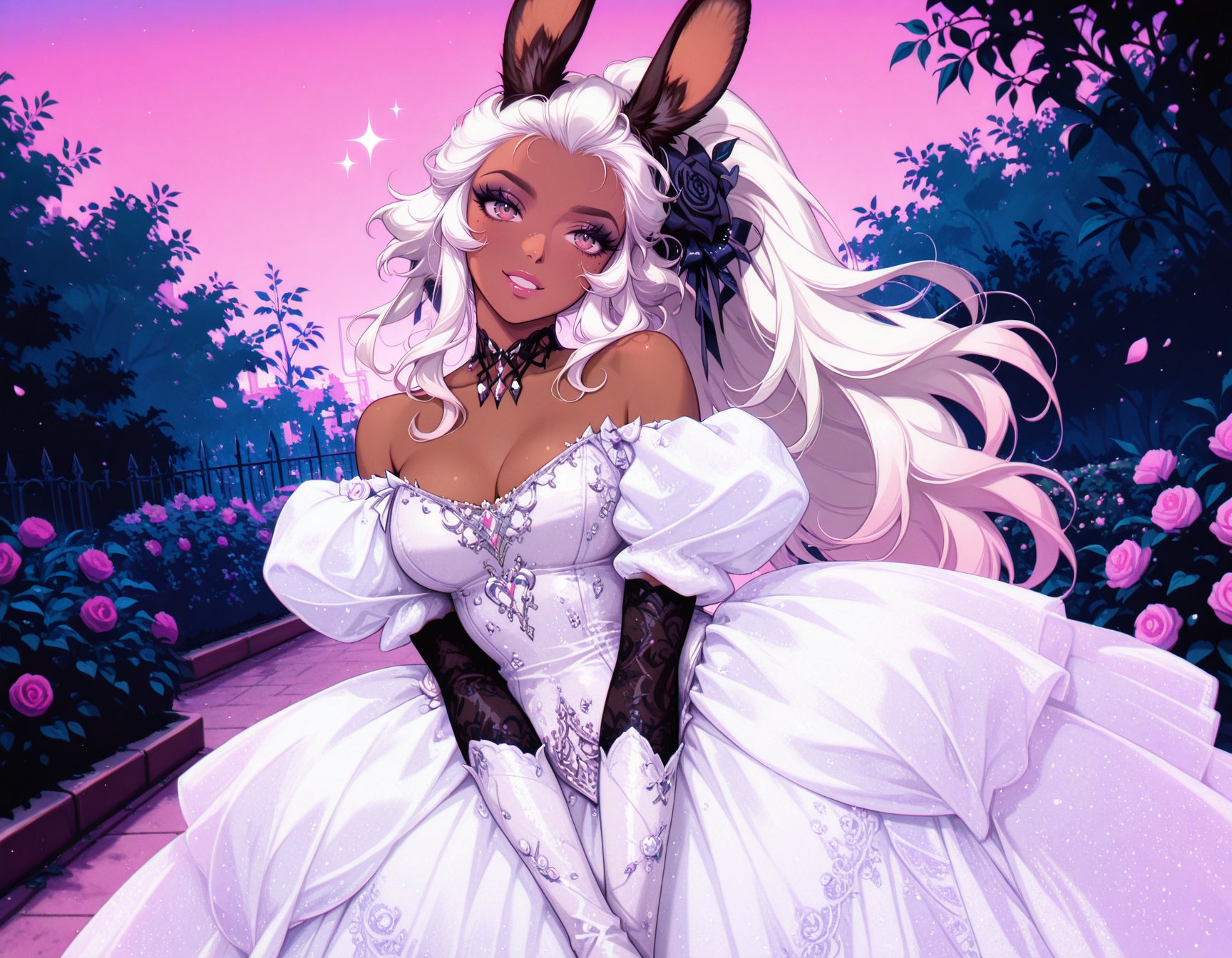 ((vaporwave)) outdoors,  garden,  fran \(final fantasy\) by miaomiao on Tensor.Art