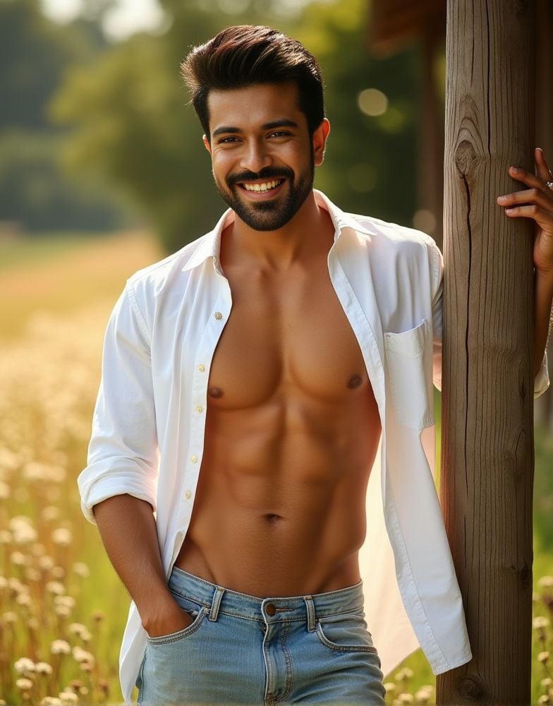 ram charan ,  hairy chests and abs,  multiple pose positions by HottiesnHotties on Tensor.Art