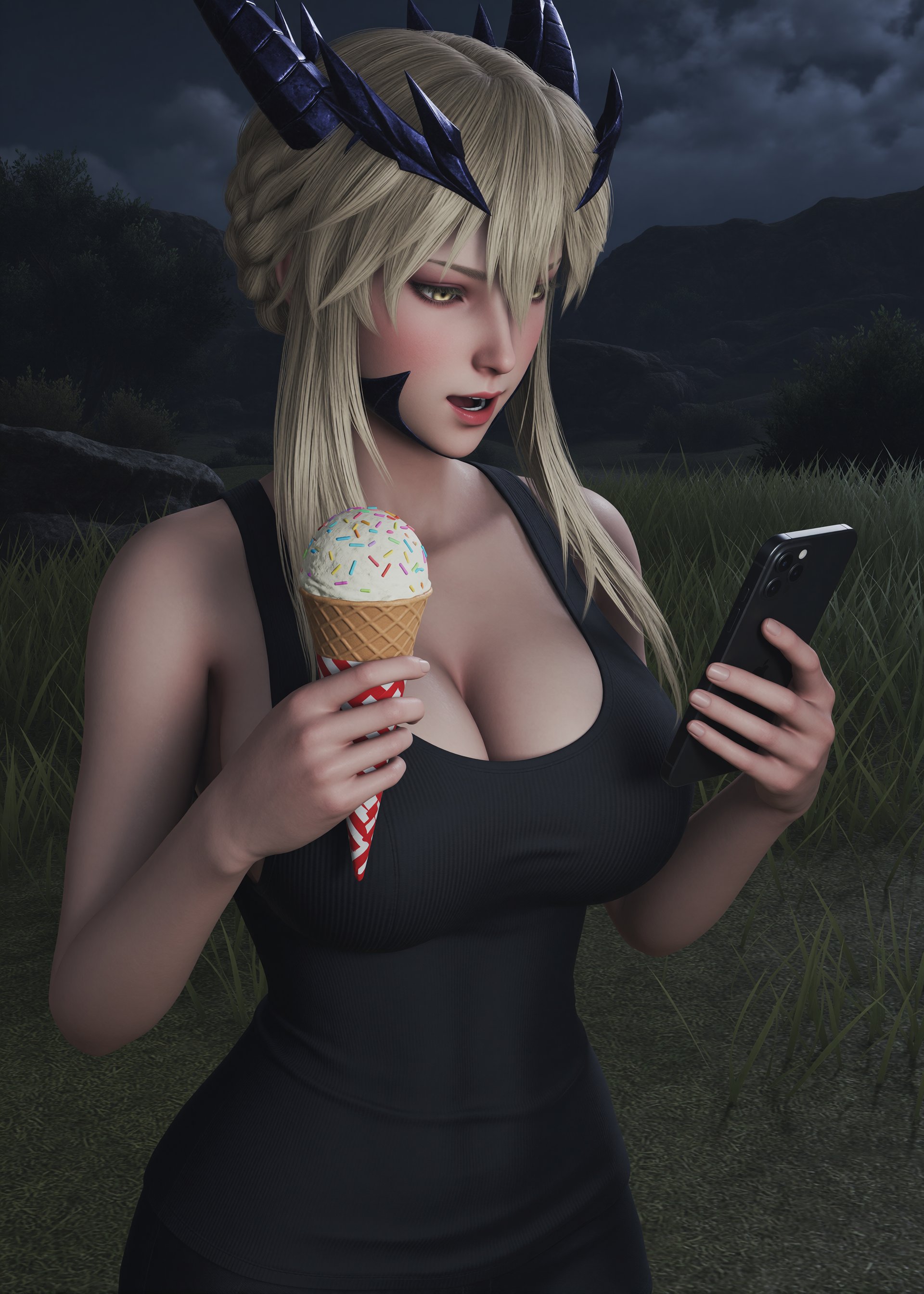 artoria pendragon (lancer alter),  platinum blonde hair,  braided hair by user_z on Tensor.Art