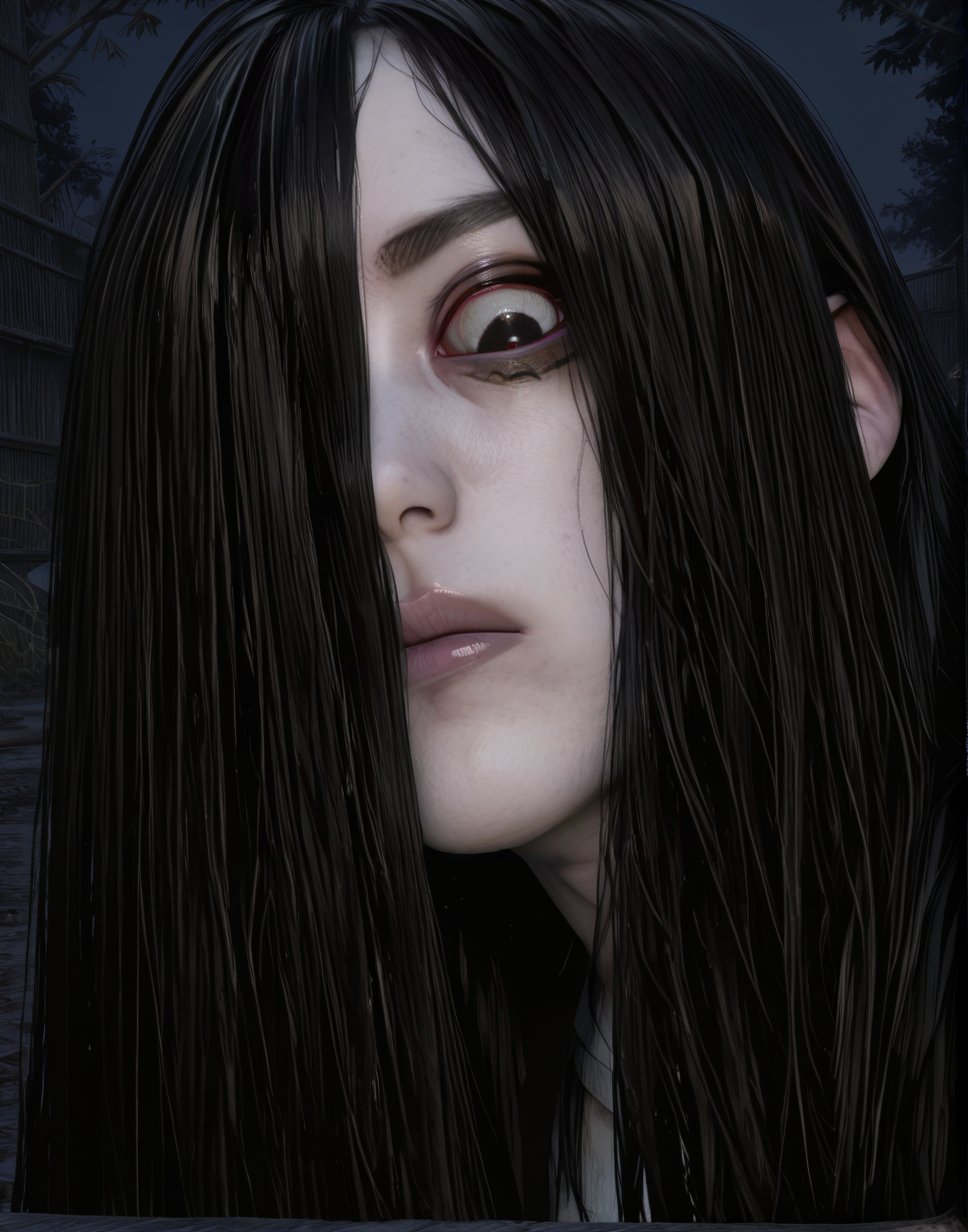 onrygxl,  long black hair,  hair over one eye by REDingo on Tensor.Art