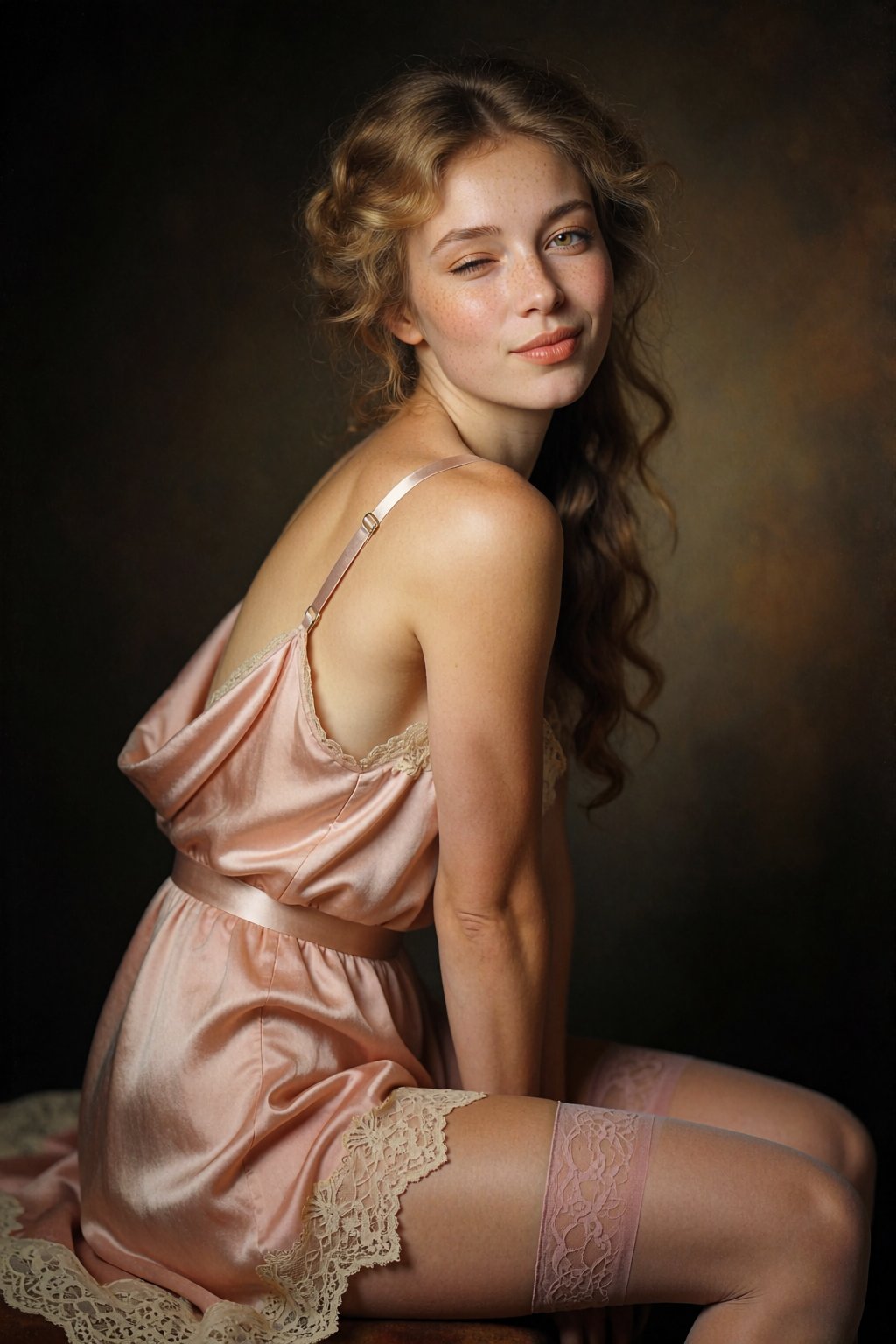 cinematic film still Rembrandt style slavic meadow maiden,  soft athletic build,  medium bust by inknoir on Tensor.Art