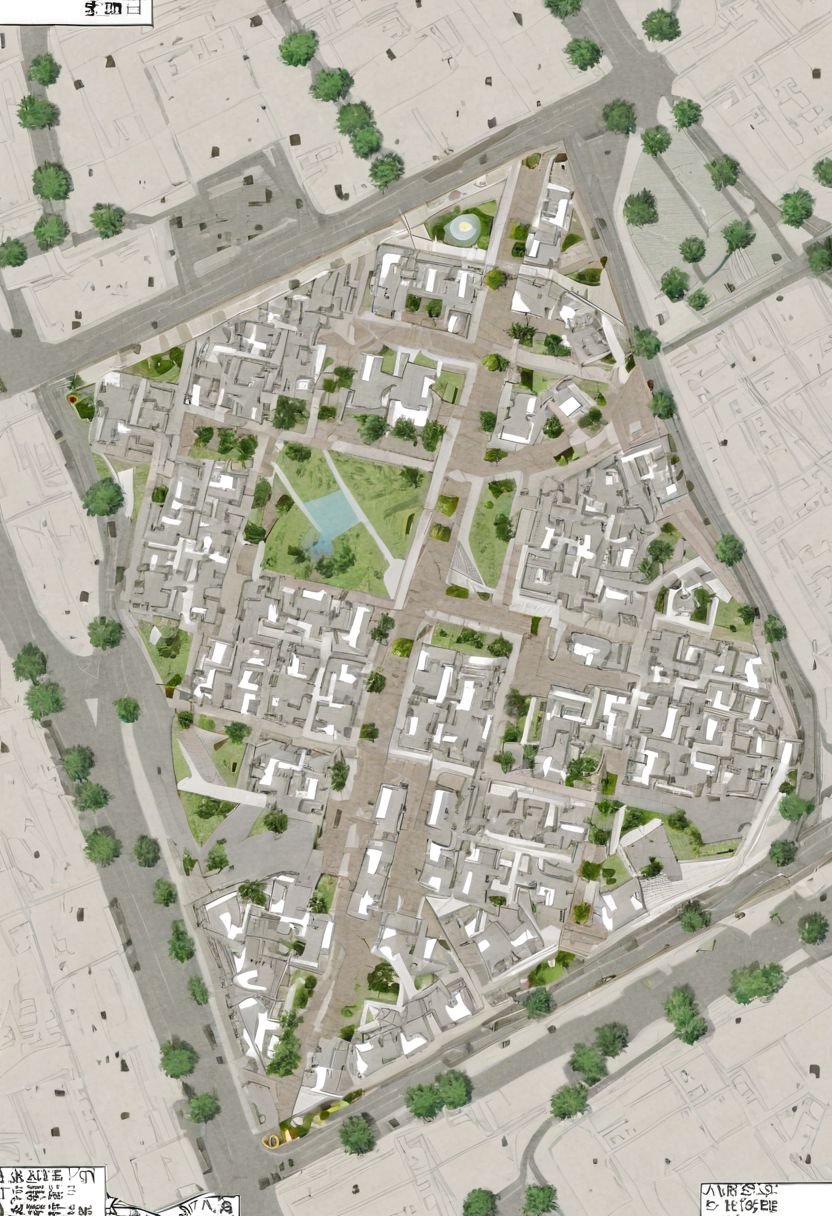 area|path|landmark|landscape|square|edge|axis_site plan:1.5,  Geometric patterns,  Dark brown and green color by HHM on Te...