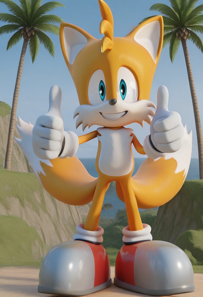 solo male,  Tails The Fox,  yellow-orange fur by Sonic X on Tensor.Art