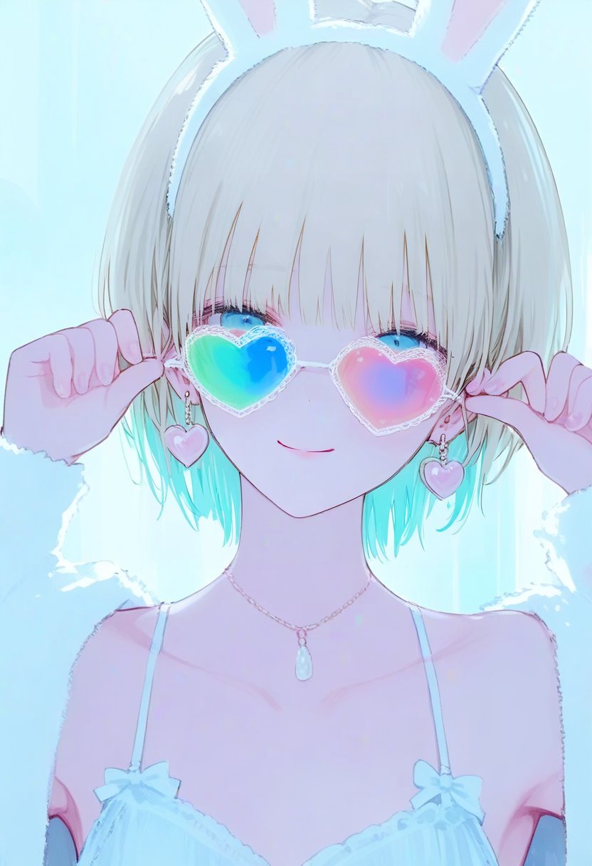 1girl,  heart-shaped eyewear,  solo by silvermoong on Tensor.Art