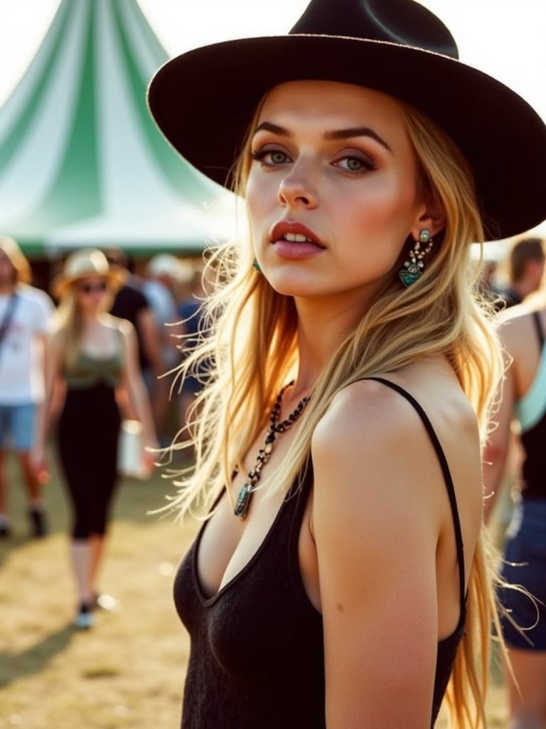 zzw,  cinematic,  full body shot,  ZZ Ward, wearing a lovely glamorous hipster  outfit, in an outdoors music festival backstage,  photorealistic, real photography, 8k, hd,  <lora:zz-ward:1.1>