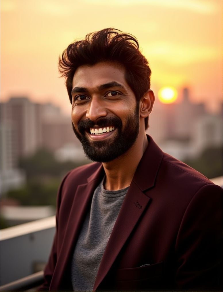 rana daggubati ,  In the heart of a bustling city,  under the soft glow of a golden hour sunset by HottiesnHotties on Tens...