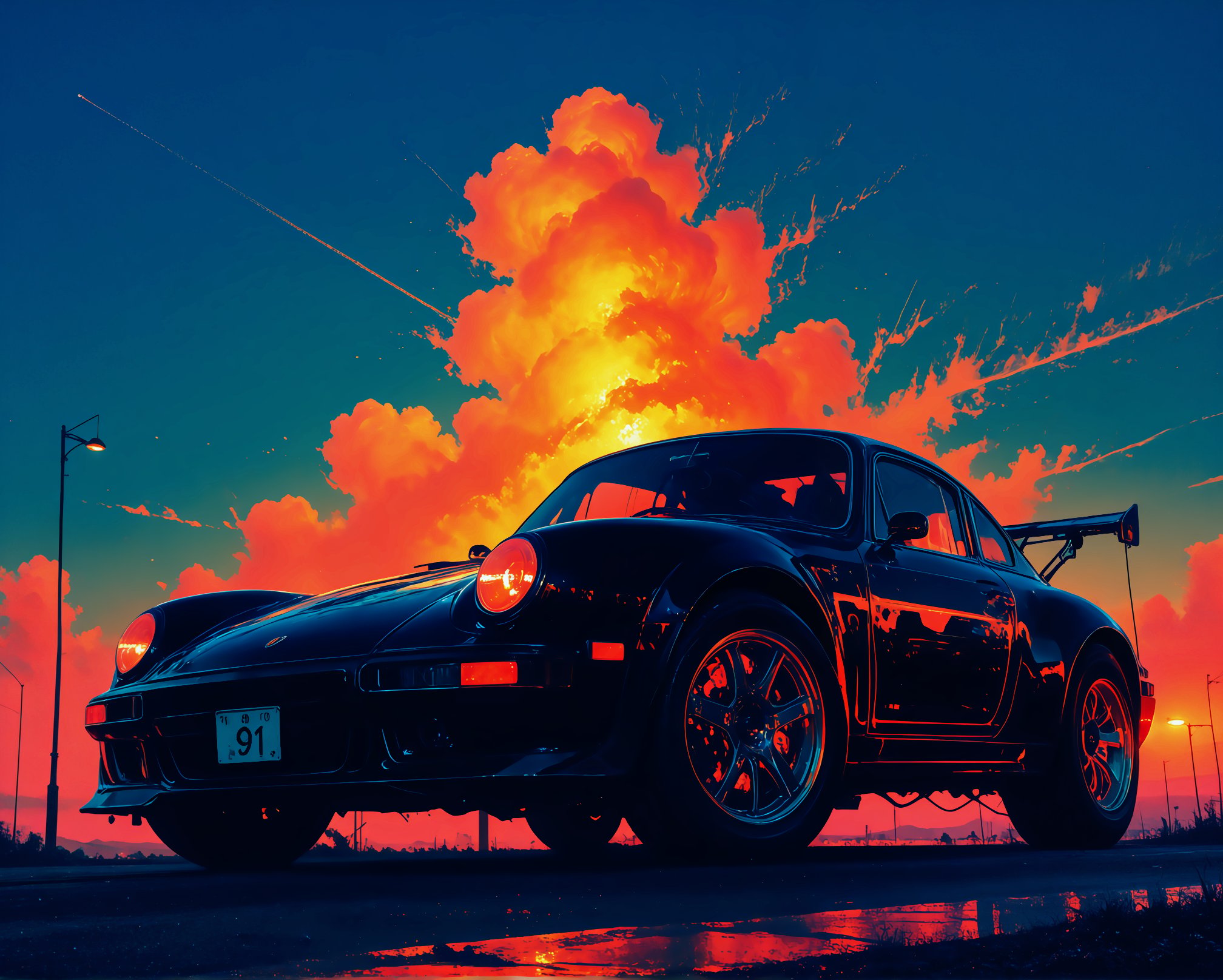 911 GT3 RS,  detailed illustrated poster style,  semi-realistic with artistic flair by miaomiao on Tensor.Art