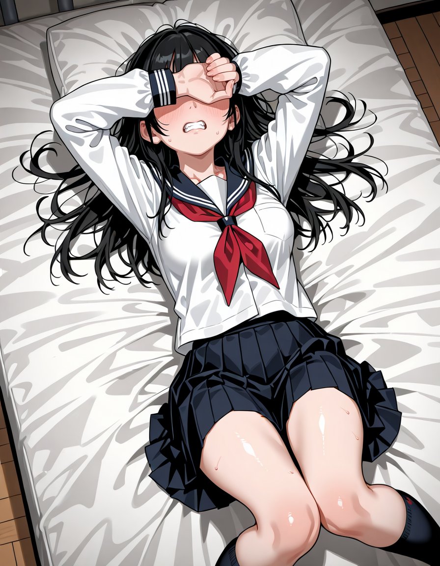 arms up,  covering own eyes,  1girl by reprinter on Tensor.Art