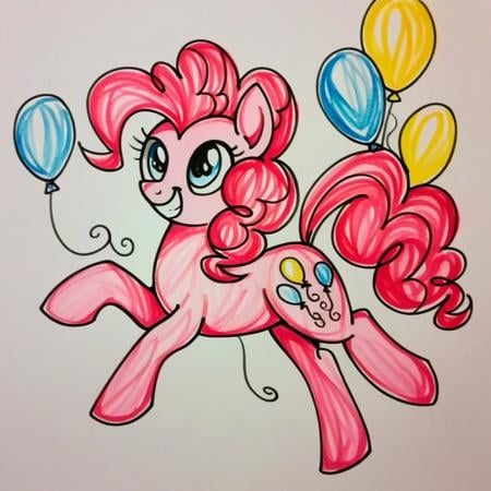 score_9, score_8_up, score_7_up, score_6_up, score_5_up, score_4_up, Rating:safe, funny, Pinkie_Pie, Pony, smile, how_style, HD, Balloons, Party, Traditional media.