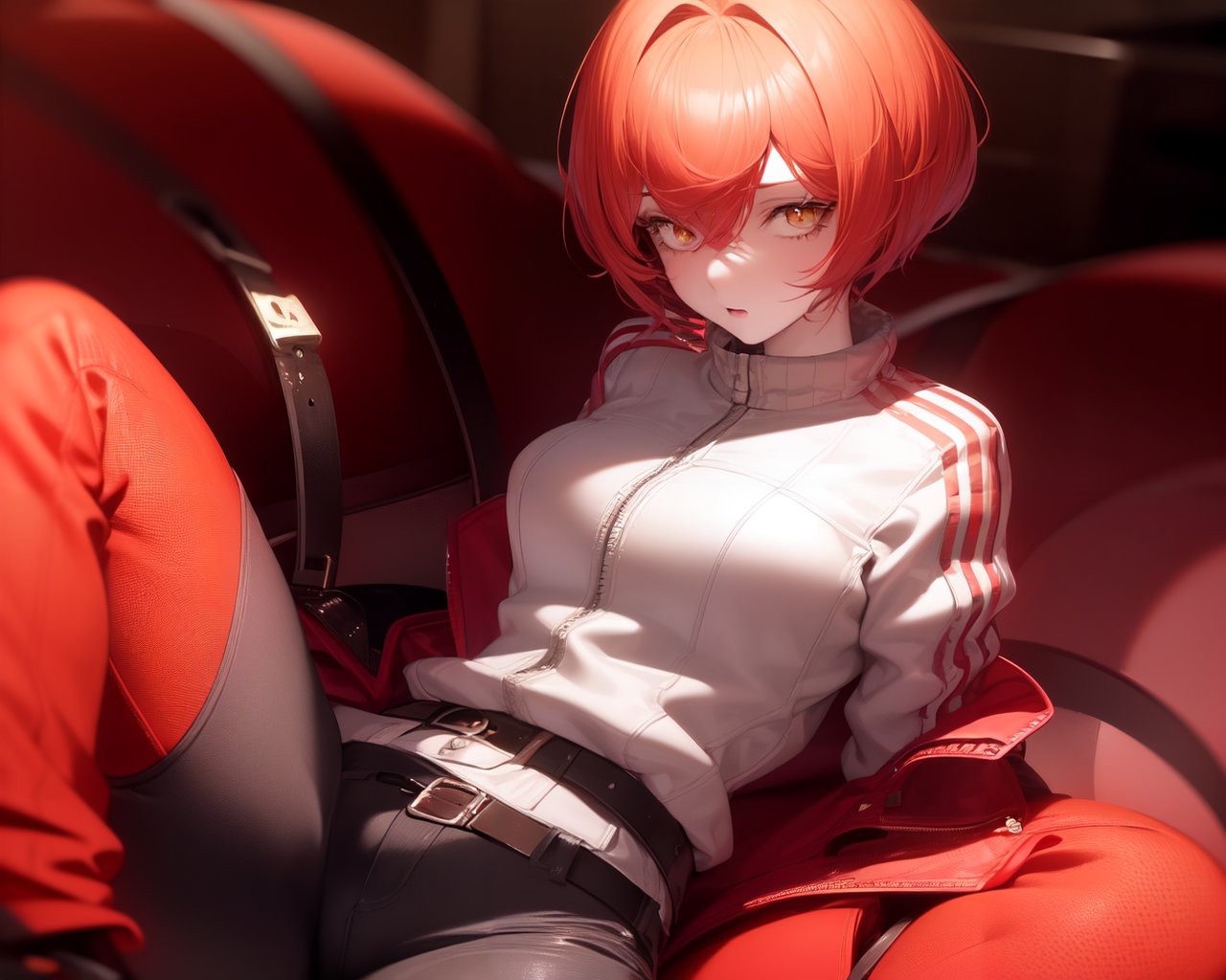 red theme,  1girl,  sitting by EroBytes on Tensor.Art