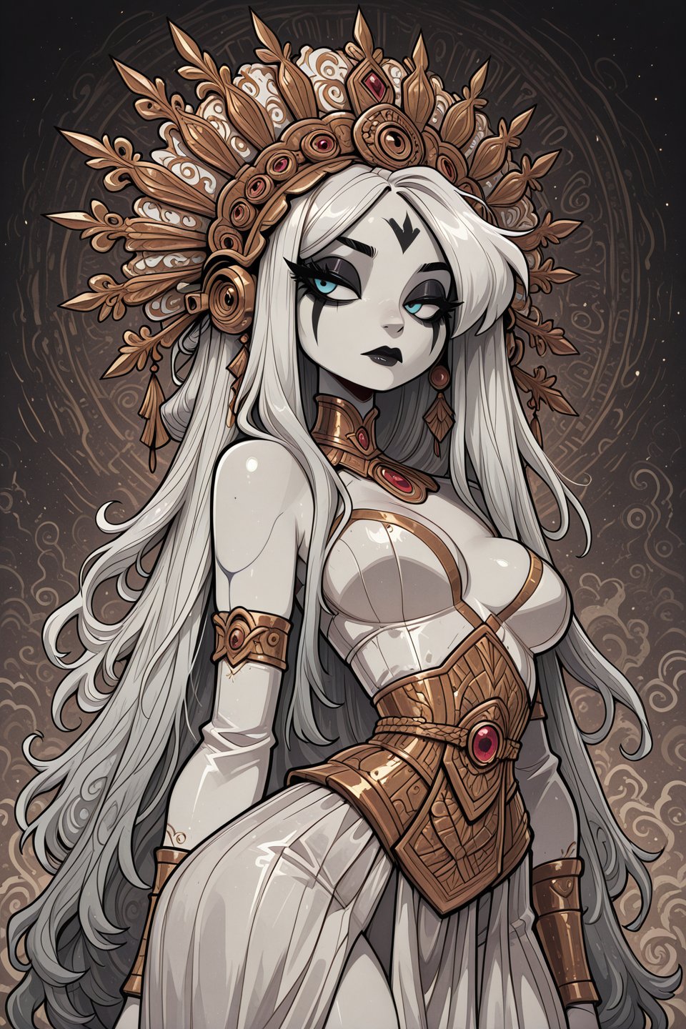 gothcartoonStyle,  In a surreal and dreamlike world,  a dazzling girl with long by Grogu on Tensor.Art