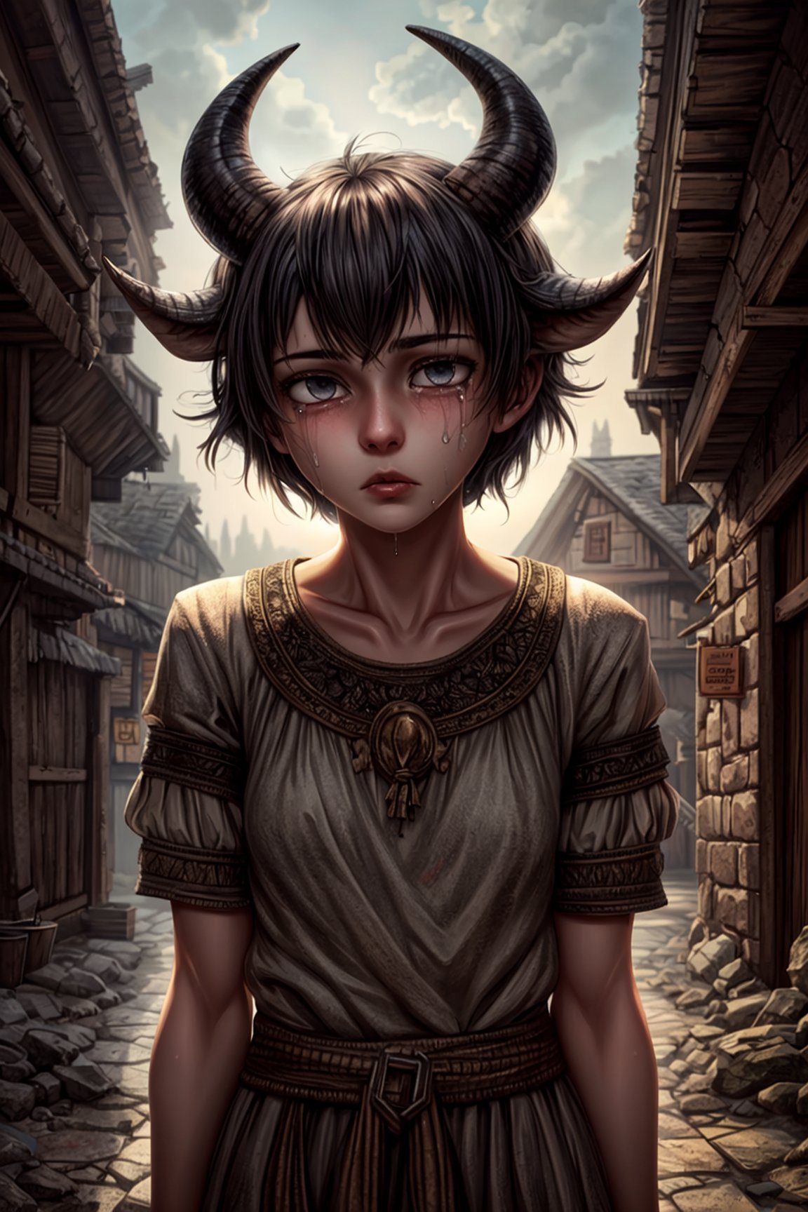 human girl,  sad,  tears by Sajrep on Tensor.Art