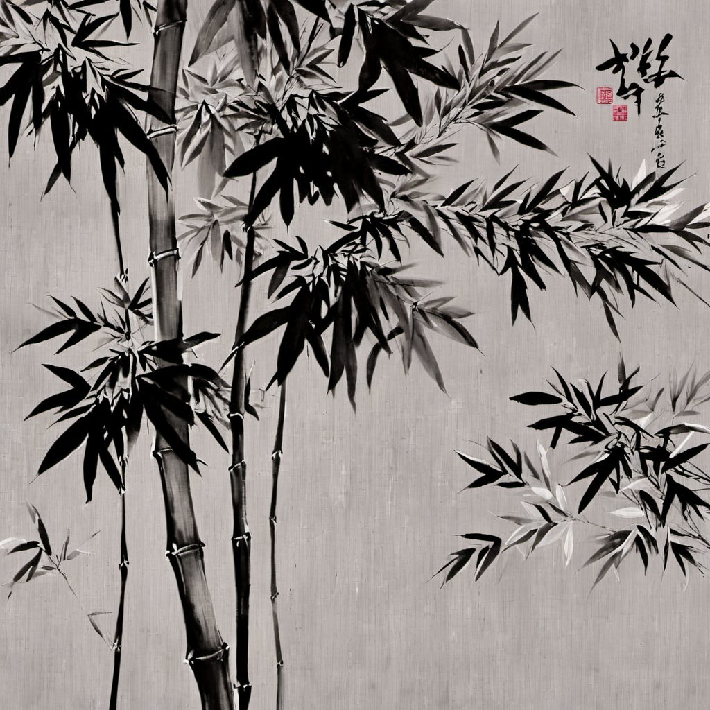 guofeng, no humans, monochrome, greyscale, bamboo, nature, plant,  <lora:guofeng_v1.0xl:1>, masterpiece, best quality,