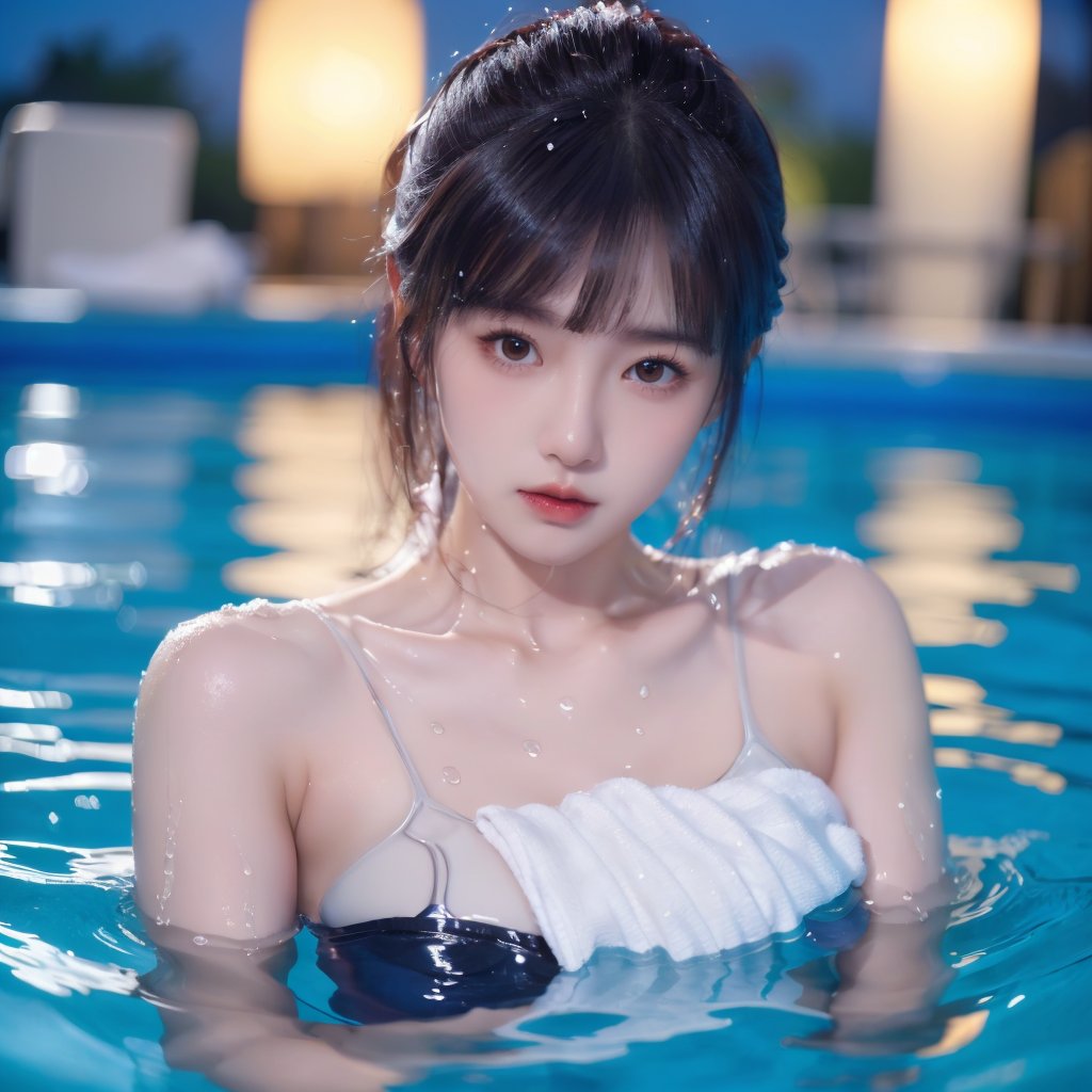 1girl,  towel,  partially submerged by pass写实 on Tensor.Art