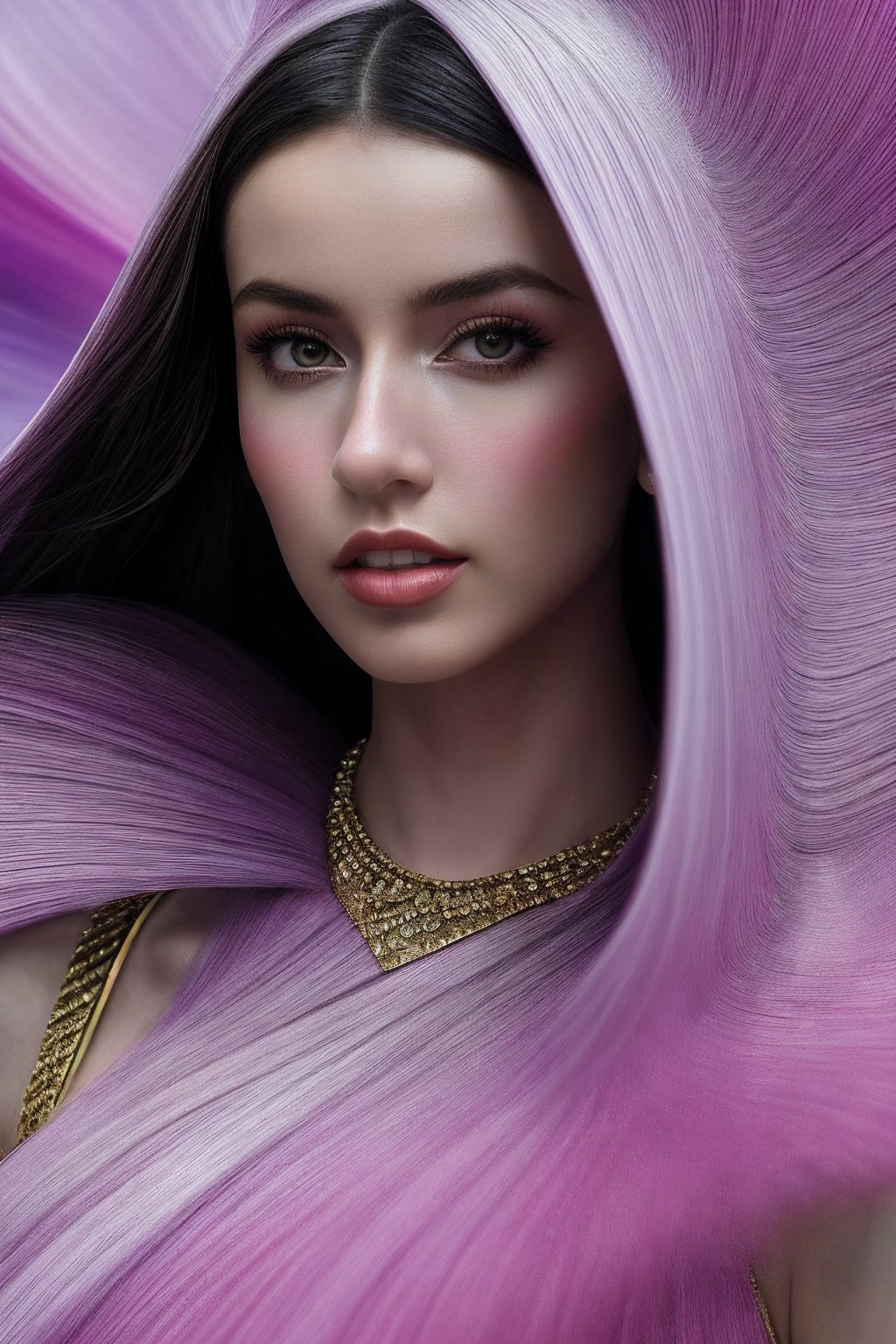 ArabellaSG_SoloTI_v1,  (In a vibrant,  expressive outfit featuring swirling patterns and bold colors by Solo on Tensor.Art